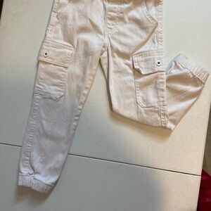 White Cargo Jogger Pants